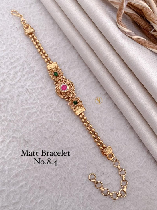 Amrah Wholesale Matt Gold Stone Bracelet 1 Matt Stone Work Imitation Jewellery