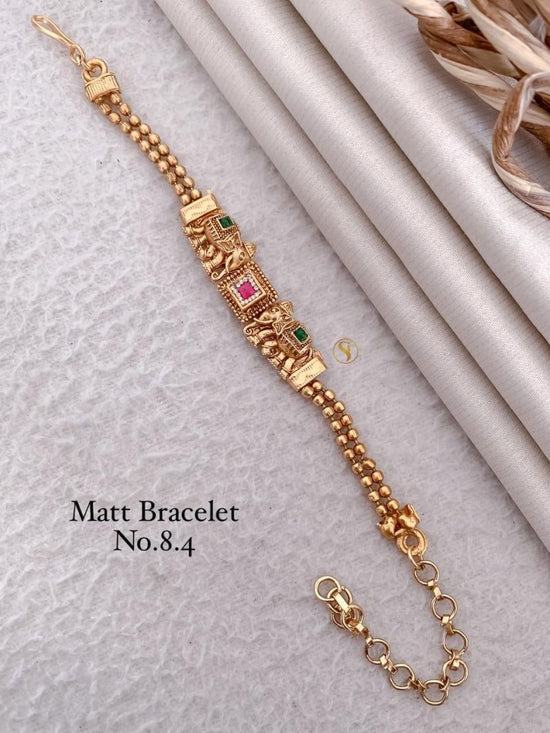Amrah Wholesale Matt Gold Stone Bracelet 1 Matt Stone Work Imitation Jewellery