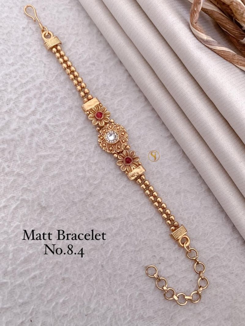 Amrah Wholesale Matt Gold Stone Bracelet 1 Matt Stone Work Imitation Jewellery