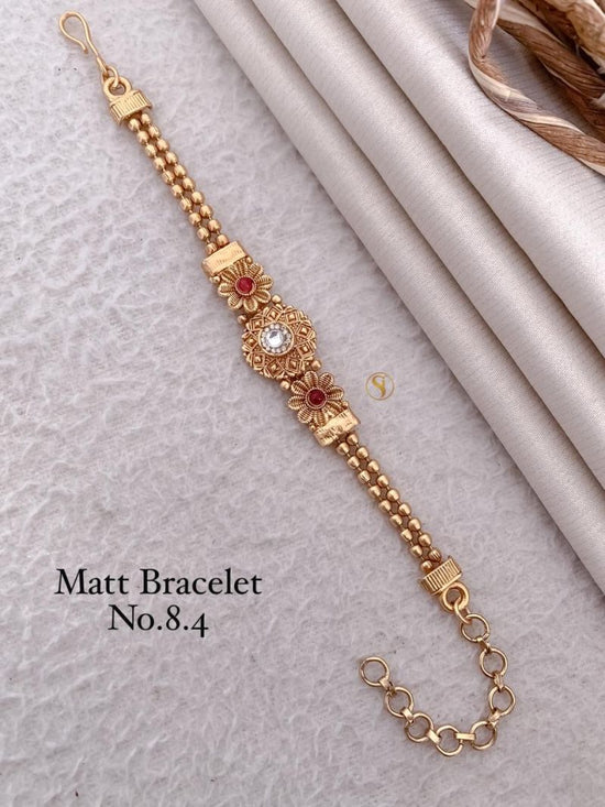 Amrah Wholesale Matt Gold Stone Bracelet 1 Matt Stone Work Imitation Jewellery