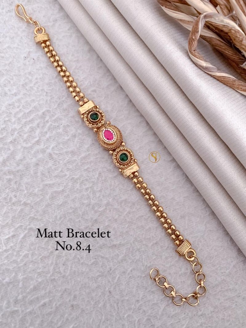 Amrah Wholesale Matt Gold Stone Bracelet 1 Matt Stone Work Imitation Jewellery