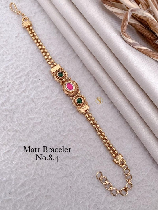 Amrah Wholesale Matt Gold Stone Bracelet 1 Matt Stone Work Imitation Jewellery