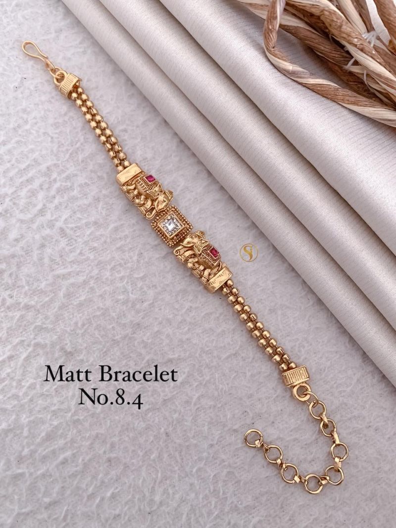 Amrah Wholesale Matt Gold Stone Bracelet 1 Matt Stone Work Imitation Jewellery