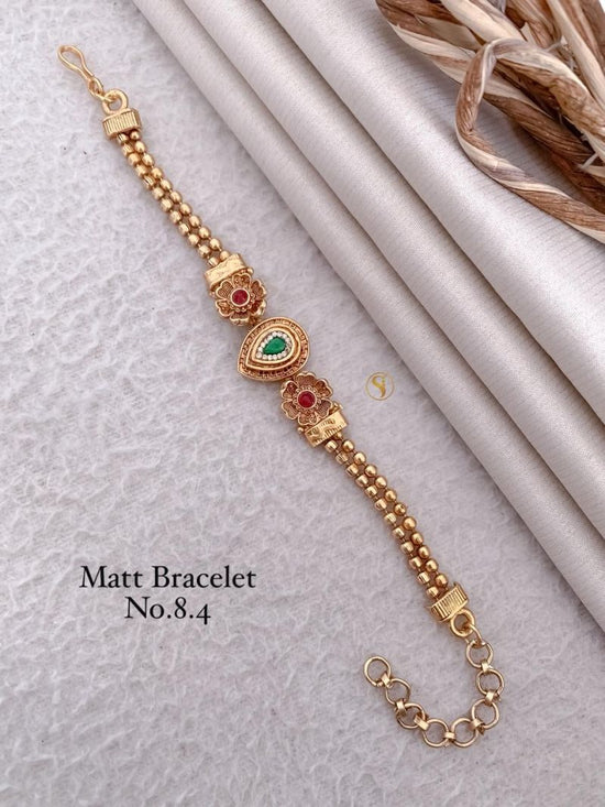 Amrah Wholesale Matt Gold Stone Bracelet 1 Matt Stone Work Imitation Jewellery