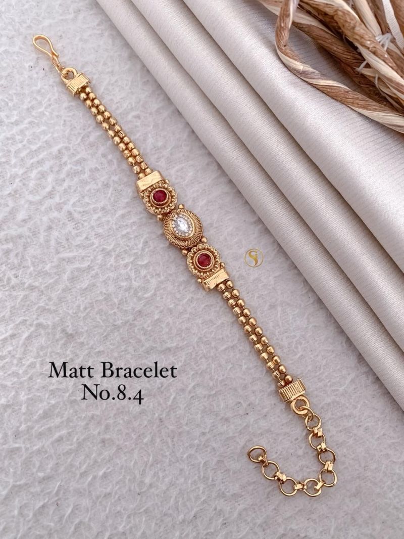 Amrah Wholesale Matt Gold Stone Bracelet 1 Matt Stone Work Imitation Jewellery