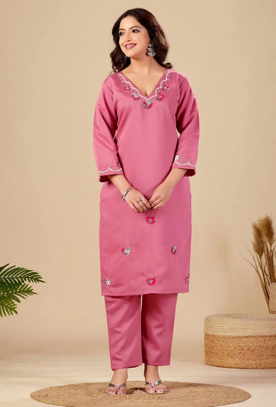 Amrah Wholesale Md 107 Roman Handwork Festive Kurti Pant Dupatta Set - Amrah Wholesale