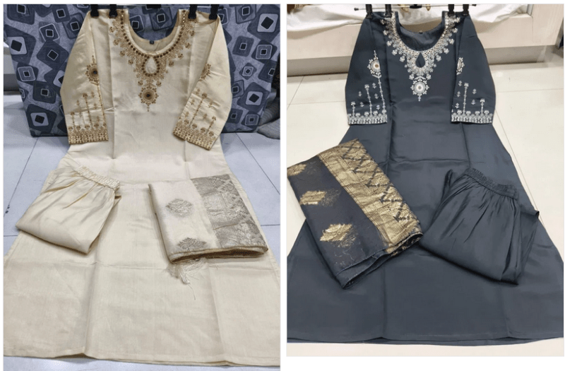 Amrah Wholesale Md 1129 Roman Handworked Kurti Set - Amrah Wholesale