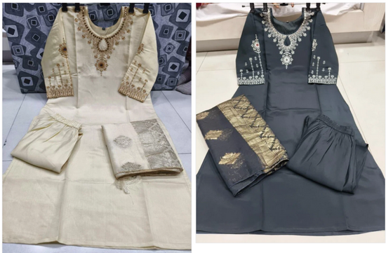 Amrah Wholesale Md 1129 Roman Handworked Kurti Set