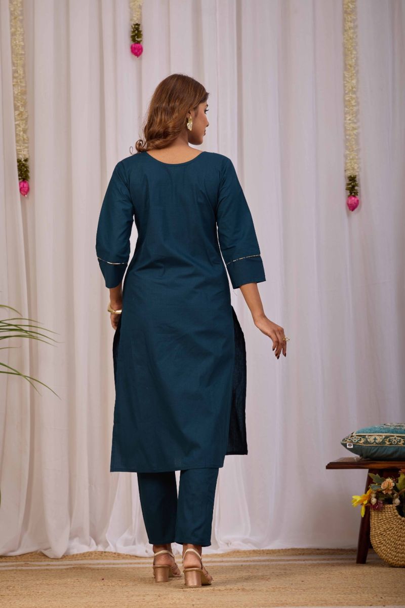 Amrah Wholesale Md Mahi 27 Dhabu Cotton Embroidered Kurti Pant Set - Amrah Wholesale
