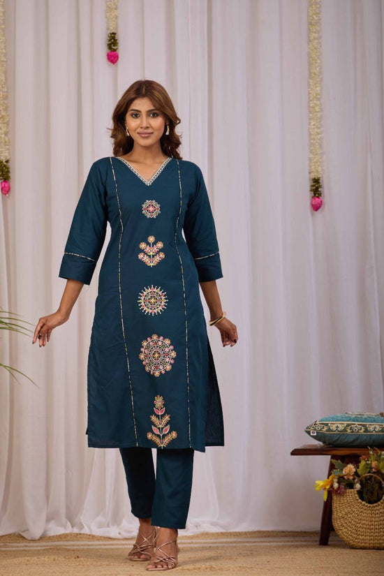 Amrah Wholesale Md Mahi 27 Dhabu Cotton Embroidered Kurti Pant Set - Amrah Wholesale