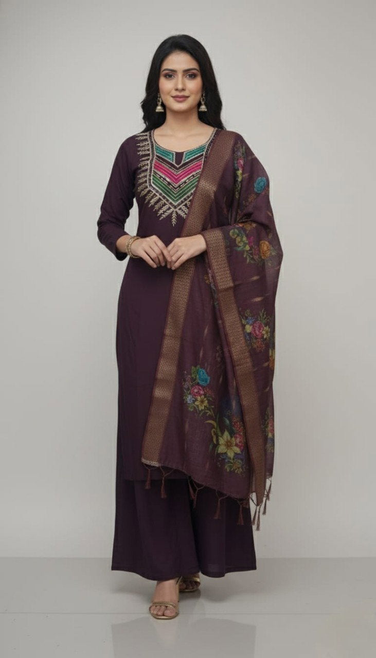 Amrah Wholesale Md Mahi 5 Roman Silk Kurti Pant Dupatta Set