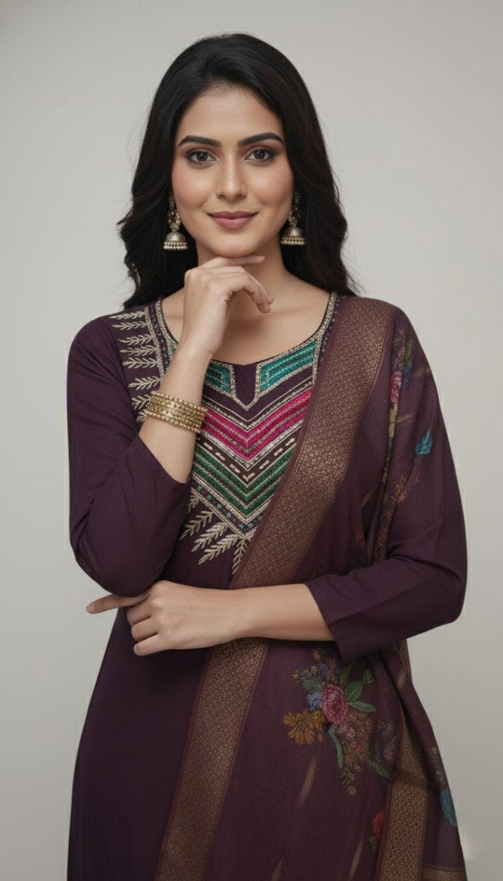 Amrah Wholesale Md Mahi 5 Roman Silk Kurti Pant Dupatta Set