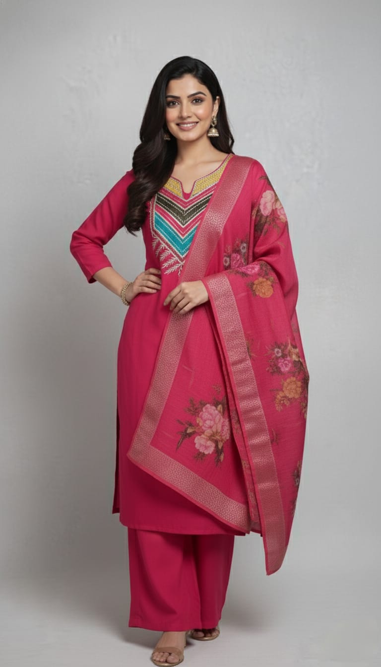 Amrah Wholesale Md Mahi 5 Roman Silk Kurti Pant Dupatta Set