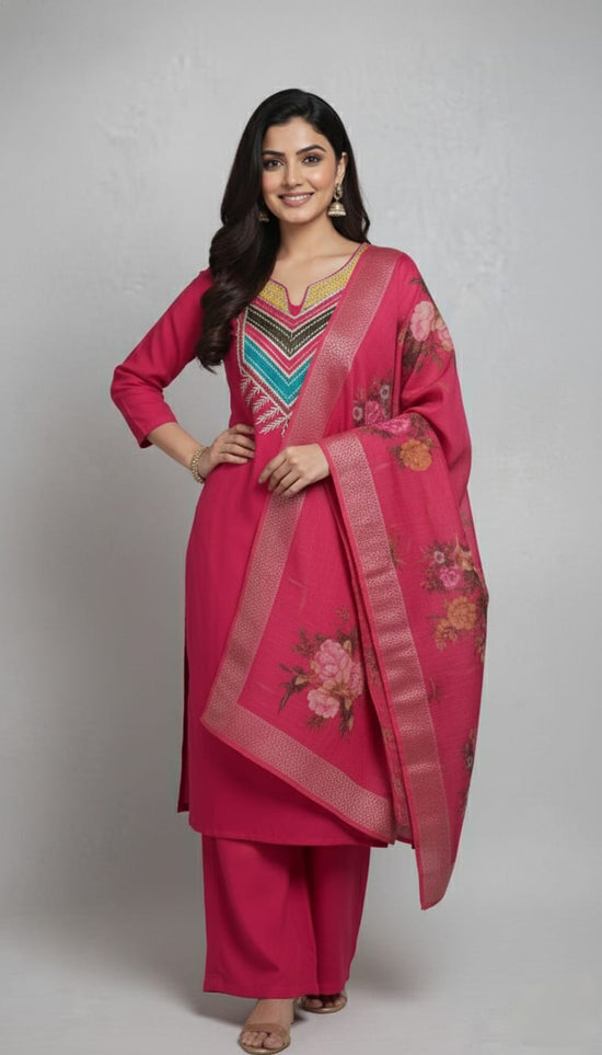 Amrah Wholesale Md Mahi 5 Roman Silk Kurti Pant Dupatta Set