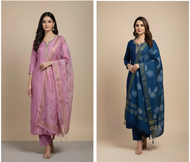 Amrah Wholesale Md Mahi 7 Vertican Handworked Kurti Set