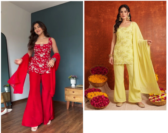 Amrah Wholesale Md Mahi N3 Faux Georgette Floral Embroidered Salwar Suit Set
