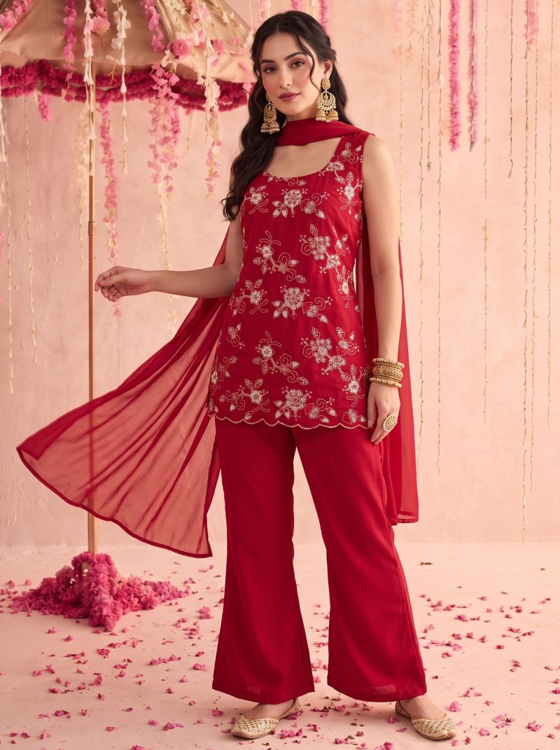 Amrah Wholesale Md Mahi N3 Faux Georgette Floral Embroidered Salwar Suit Set