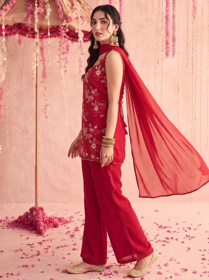 Amrah Wholesale Md Mahi N3 Faux Georgette Floral Embroidered Salwar Suit Set
