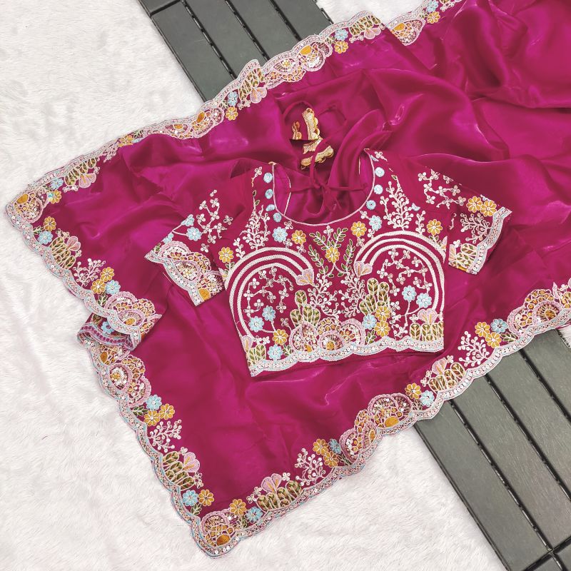 Amrah Wholesale Md Mahi N6 Jimmy Choo Embroidery Thread Work Saree