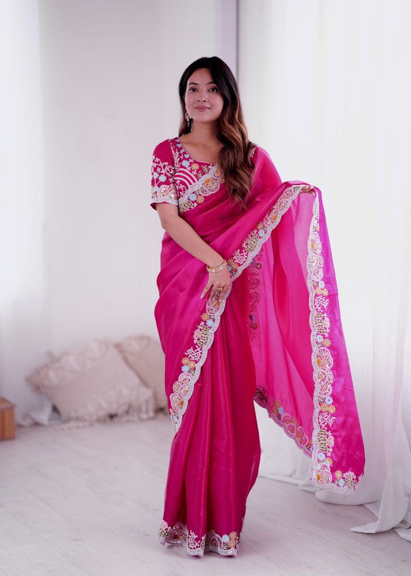 Amrah Wholesale Md Mahi N6 Jimmy Choo Embroidery Thread Work Saree