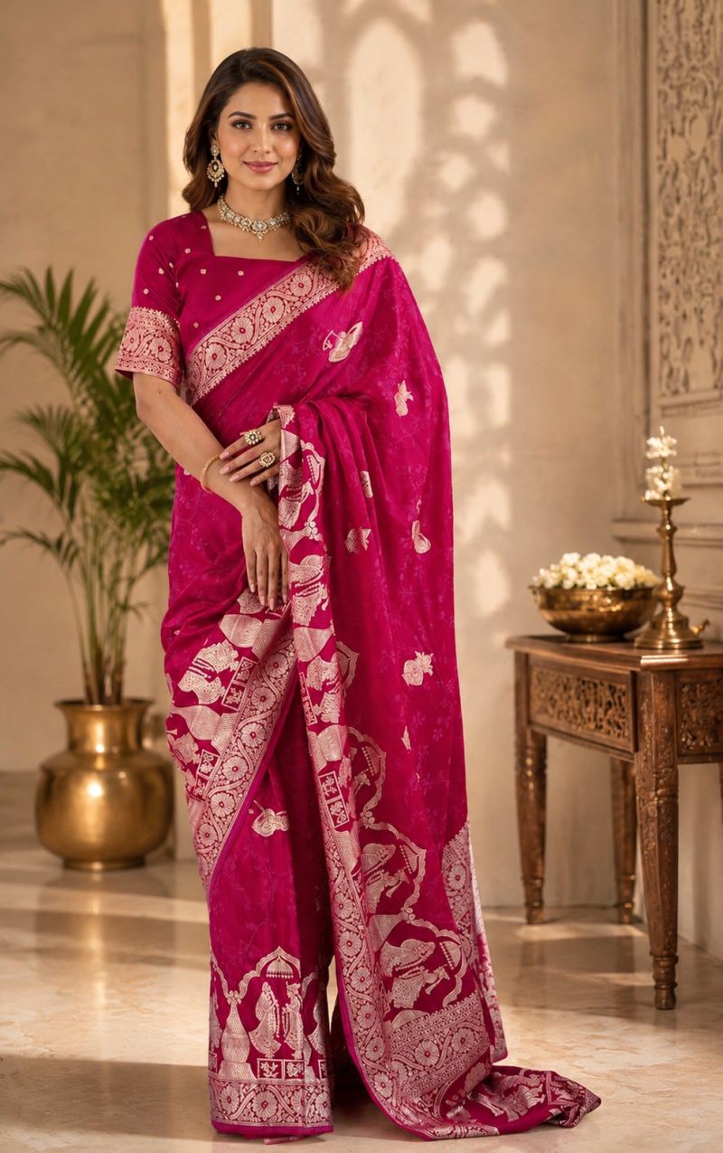 Amrah Wholesale Meera 344 Pure Silk Zari Weaving Designer Saree