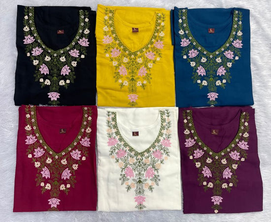 Amrah Wholesale Minimalist Vol 1 Rayon Embroidered Fancy Kurti Pant Set