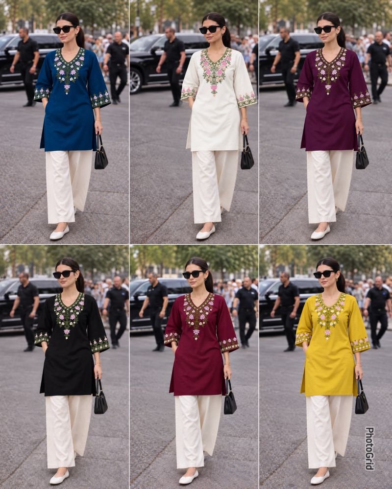 Amrah Wholesale Minimalist Vol 1 Rayon Embroidered Fancy Kurti Pant Set