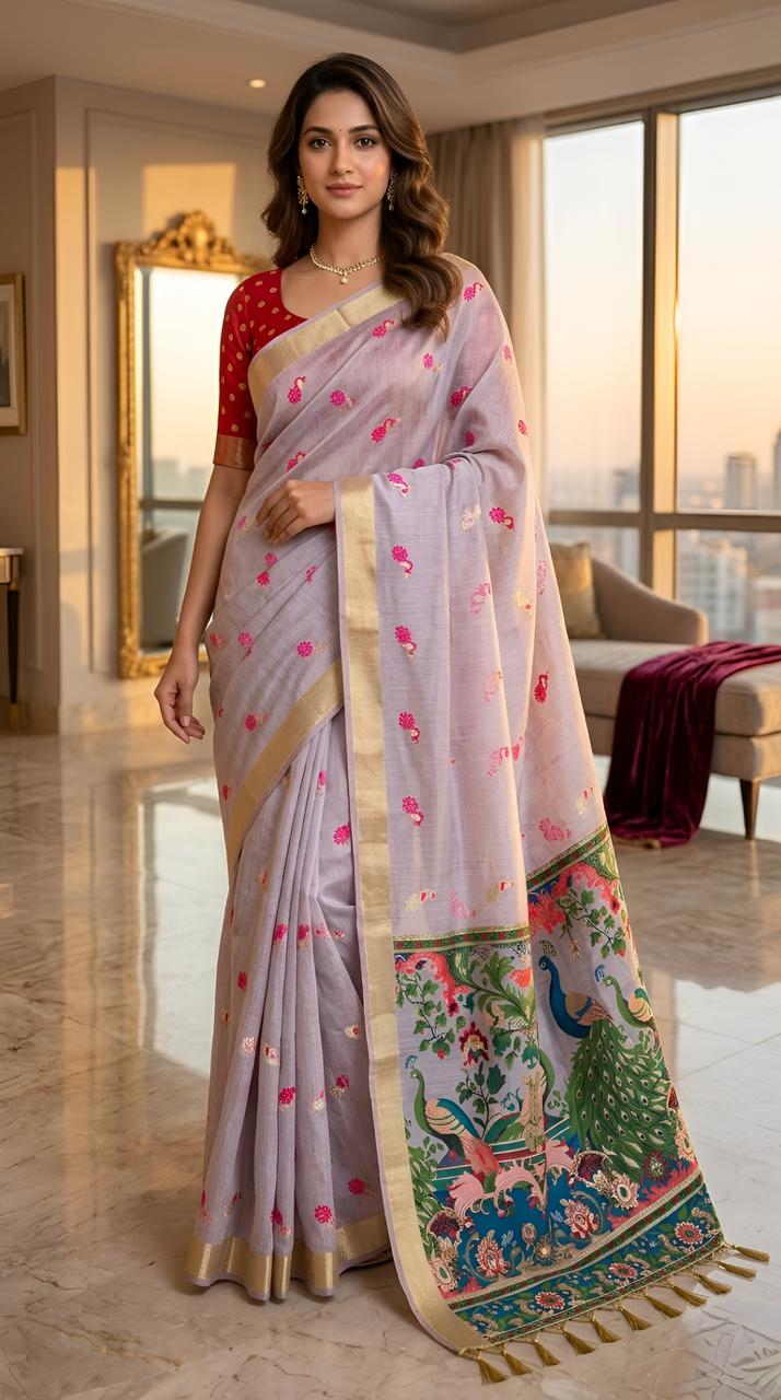 Amrah Wholesale Mv Vis 2 Cotton Jacquard Worked Saree Collection