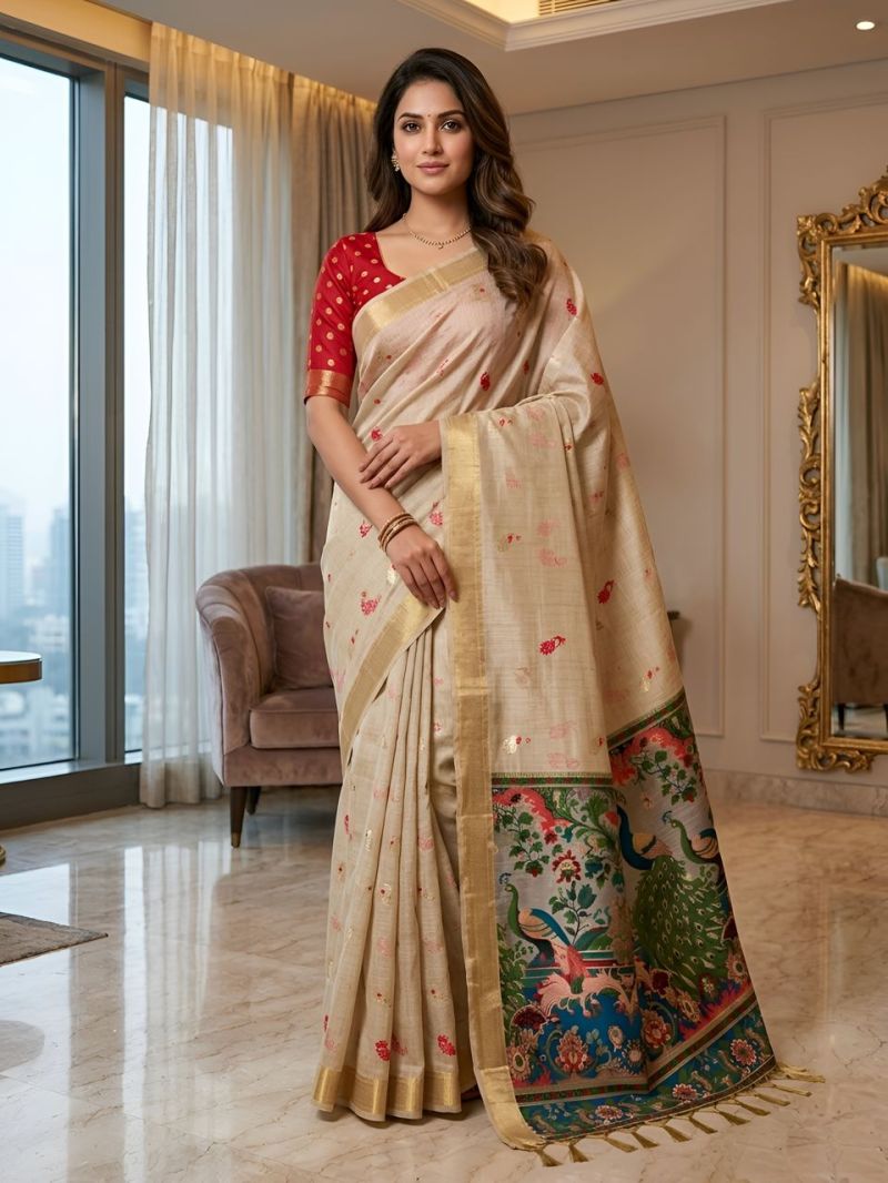 Amrah Wholesale Mv Vis 2 Cotton Jacquard Worked Saree Collection