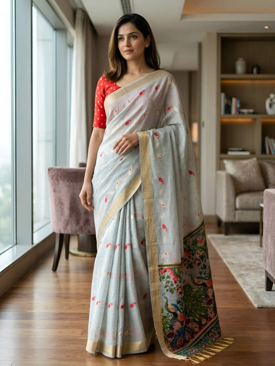 Amrah Wholesale Mv Vis 2 Cotton Jacquard Worked Saree Collection