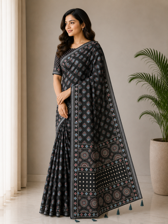 Amrah Wholesale Mv Vis 36 Cotton Ajrakh Printed Saree