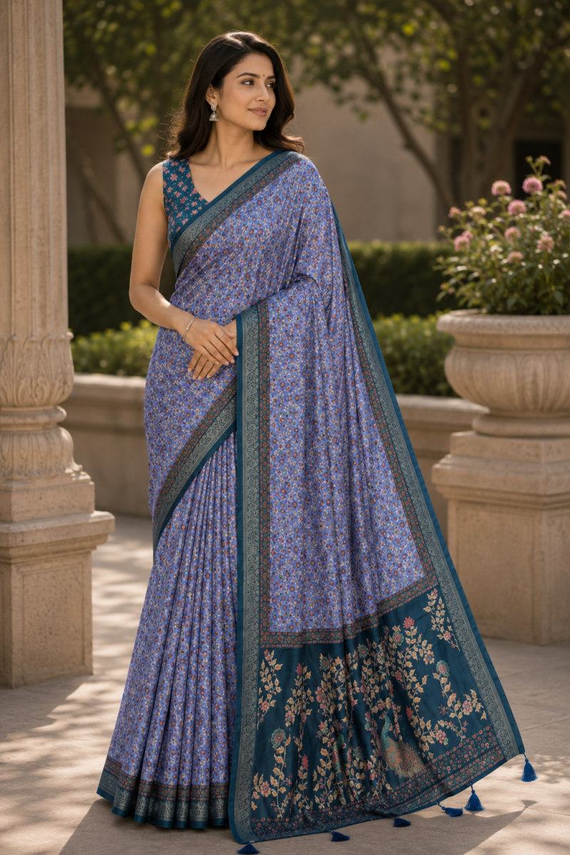 Amrah Wholesale Mv Vis 60 Moss Silk Saree