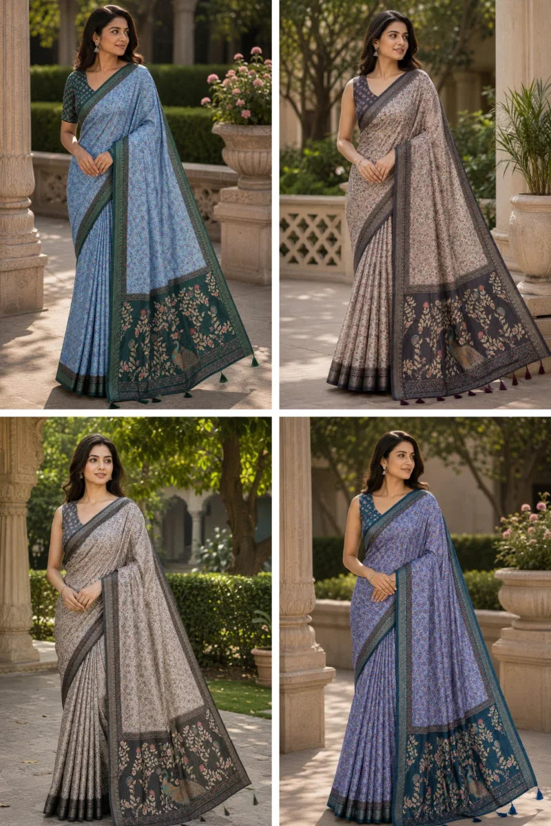 Amrah Wholesale Mv Vis 60 Moss Silk Saree