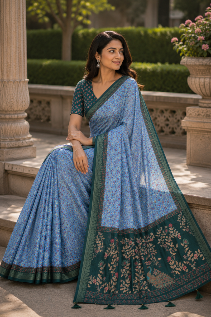 Amrah Wholesale Mv Vis 60 Moss Silk Saree