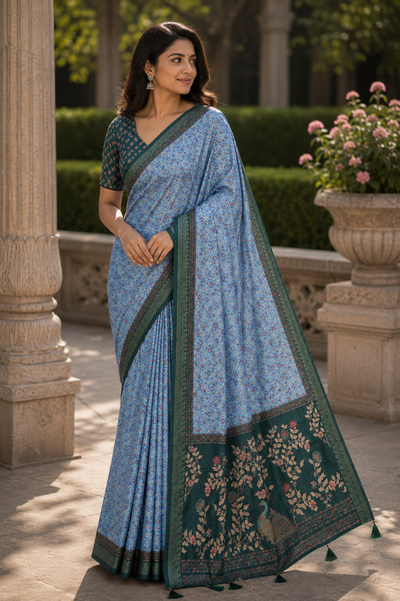 Amrah Wholesale Mv Vis 60 Moss Silk Saree