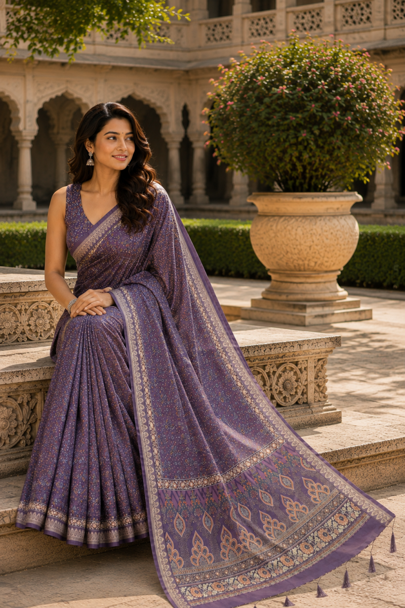 Amrah Wholesale Mv Vis 61 Moss Silk Saree