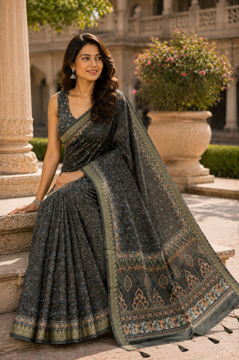 Amrah Wholesale Mv Vis 61 Moss Silk Saree