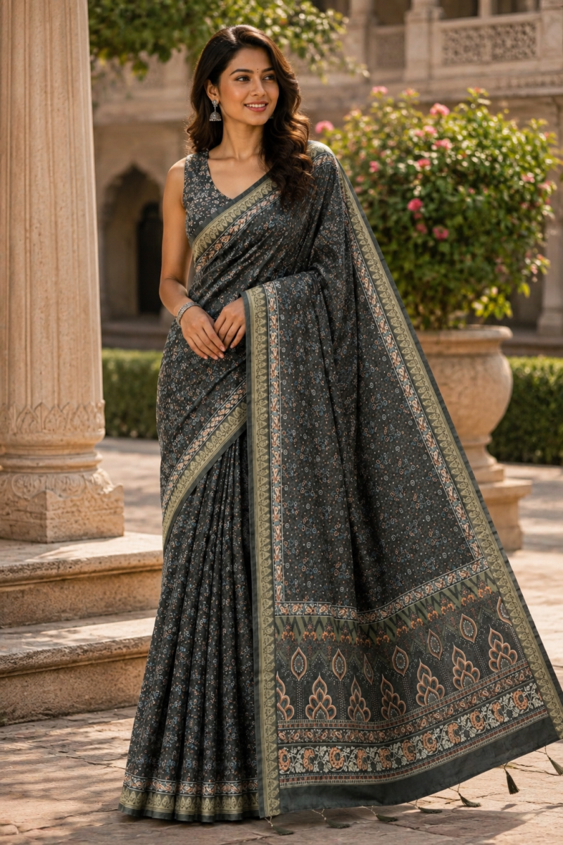 Amrah Wholesale Mv Vis 61 Moss Silk Saree