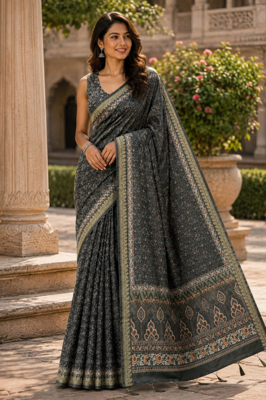 Amrah Wholesale Mv Vis 61 Moss Silk Saree