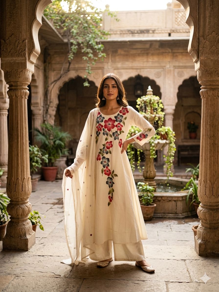 Amrah Wholesale Naisha K 1004 Mul Cotton Kurti Pant Dupatta Set