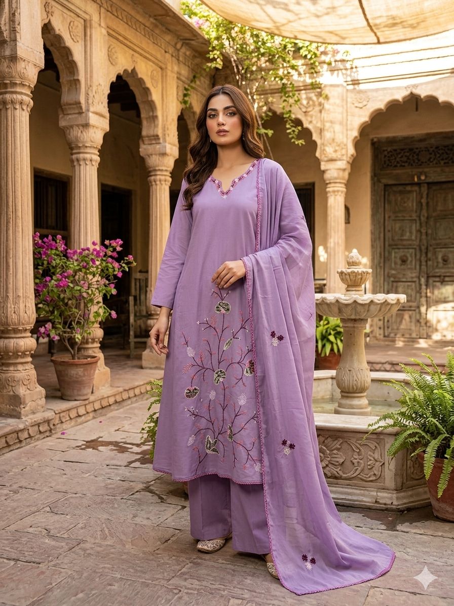 Amrah Wholesale Naisha K 1005 Mal Cotton Kurti Pant Dupatta Set