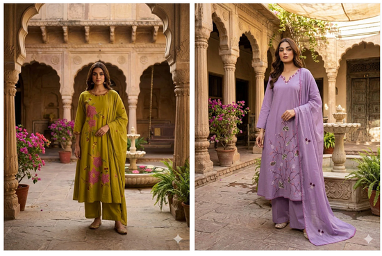 Amrah Wholesale Naisha K 1005 Mal Cotton Kurti Pant Dupatta Set