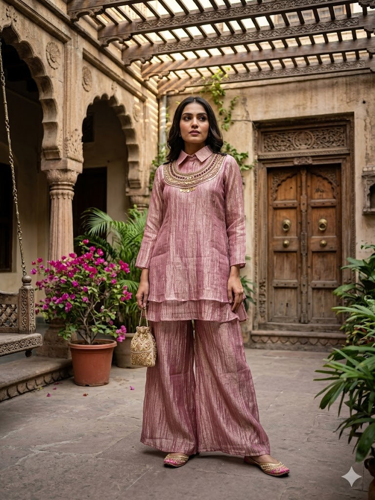 Amrah Wholesale Naisha K 1016 Tissue Kurti Pant Set