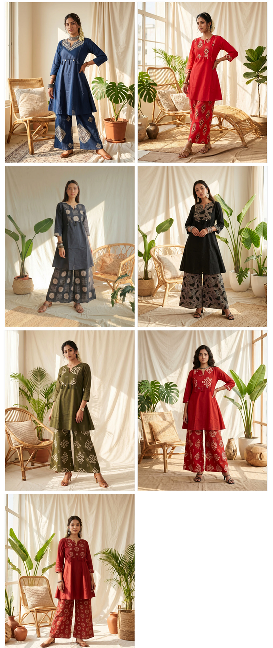 Amrah Wholesale Naisha K 1028 Cotton Manual Work Kurti Pant Set