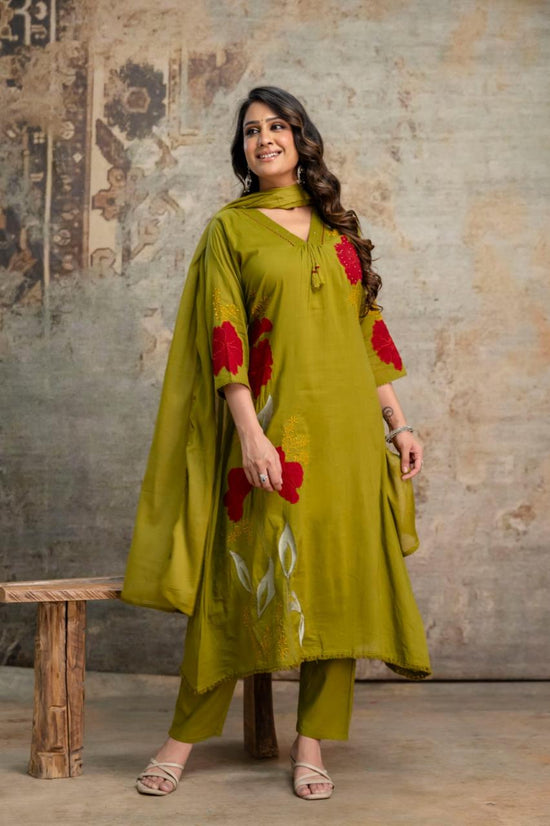 Amrah Wholesale Naisha K 1056 Mul Mul Cotton Embroidered A-Line Kurti Pant Dupatta Set - Amrah Wholesale