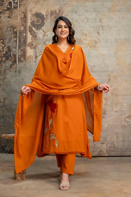 Amrah Wholesale Naisha K 1056 Mul Mul Cotton Embroidered A-Line Kurti Pant Dupatta Set - Amrah Wholesale