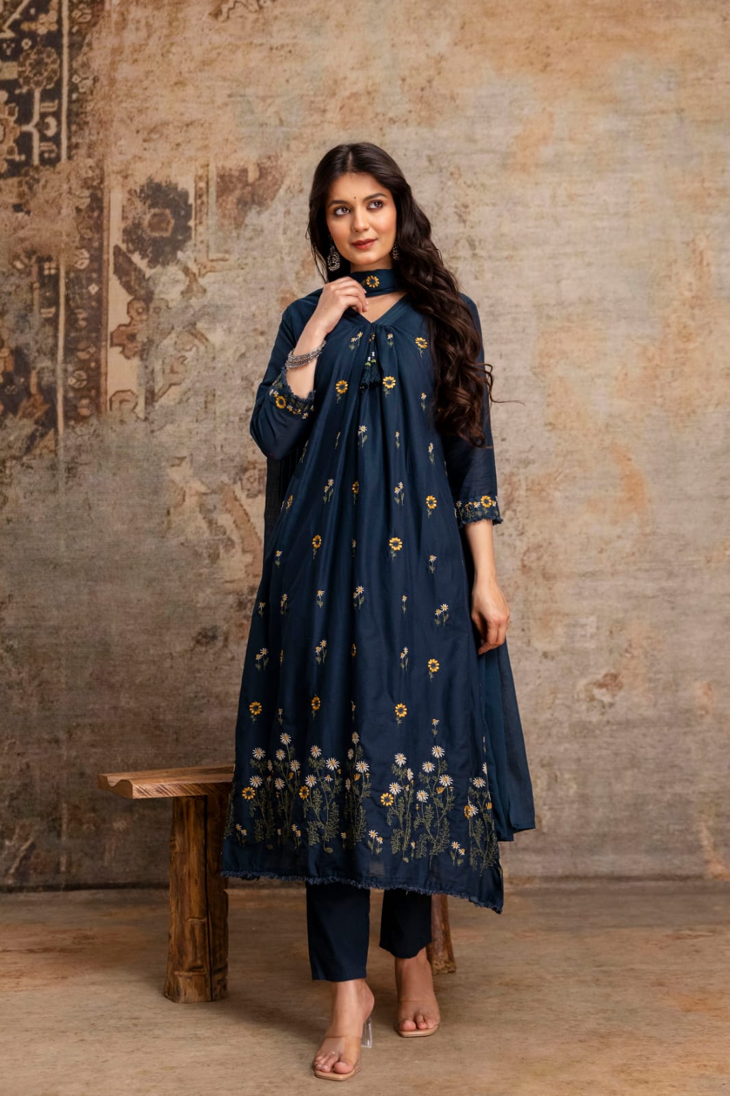 Amrah Wholesale Naisha K 1057 Mul Mul Cotton Embroidered Kurti Pant Dupatta Set - Amrah Wholesale