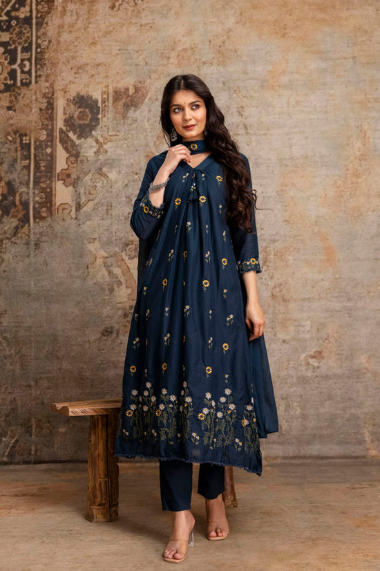 Amrah Wholesale Naisha K 1057 Mul Mul Cotton Embroidered Kurti Pant Dupatta Set - Amrah Wholesale