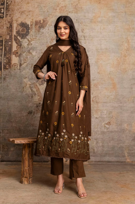 Amrah Wholesale Naisha K 1057 Mul Mul Cotton Embroidered Kurti Pant Dupatta Set - Amrah Wholesale