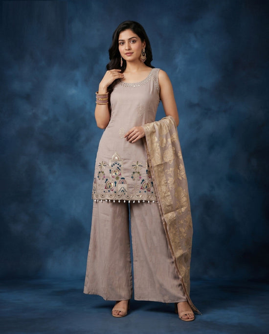 Amrah Wholesale Naisha K 1059 Roman Silk Manual Worked Kurti With Bottom Dupatta - Amrah Wholesale